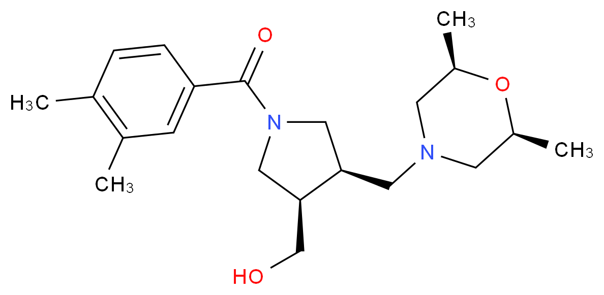 ((3R*,4R*)-1-(3,4-dimethylbenzoyl)-4-{[(2R*,6S*)-2,6-dimethylmorpholin-4-yl]methyl}pyrrolidin-3-yl)methanol_Molecular_structure_CAS_)