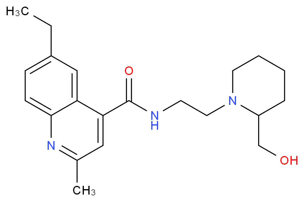 6-ethyl-N-{2-[2-(hydroxymethyl)-1-piperidinyl]ethyl}-2-methyl-4-quinolinecarboxamide_Molecular_structure_CAS_)