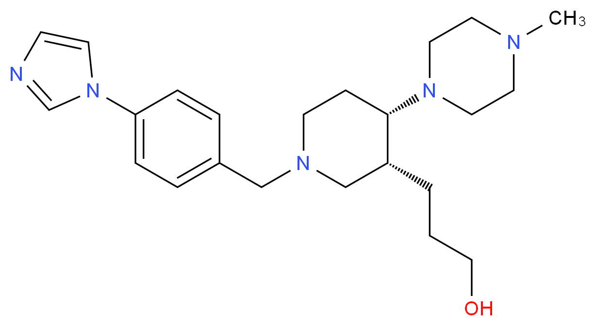 3-[(3R*,4S*)-1-[4-(1H-imidazol-1-yl)benzyl]-4-(4-methylpiperazin-1-yl)piperidin-3-yl]propan-1-ol_Molecular_structure_CAS_)