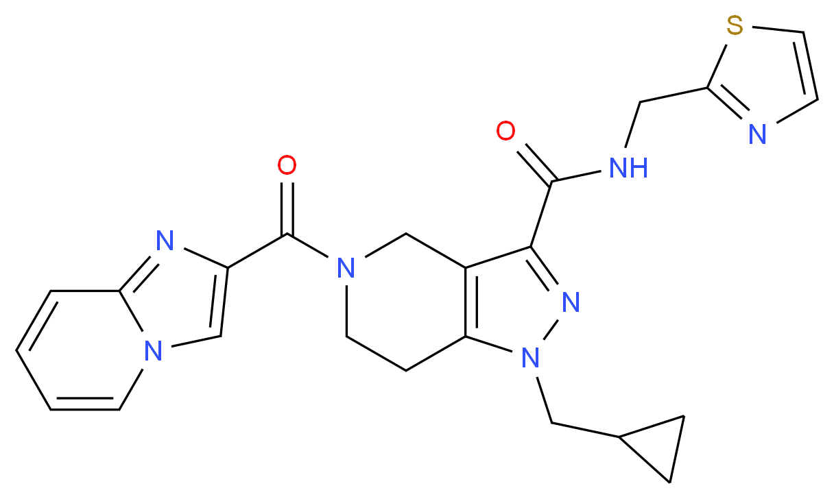 1-(cyclopropylmethyl)-5-(imidazo[1,2-a]pyridin-2-ylcarbonyl)-N-(1,3-thiazol-2-ylmethyl)-4,5,6,7-tetrahydro-1H-pyrazolo[4,3-c]pyridine-3-carboxamide_Molecular_structure_CAS_)
