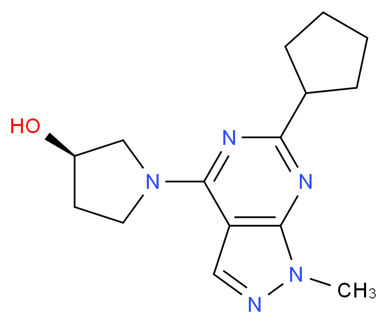 (3R)-1-(6-cyclopentyl-1-methyl-1H-pyrazolo[3,4-d]pyrimidin-4-yl)pyrrolidin-3-ol_Molecular_structure_CAS_)