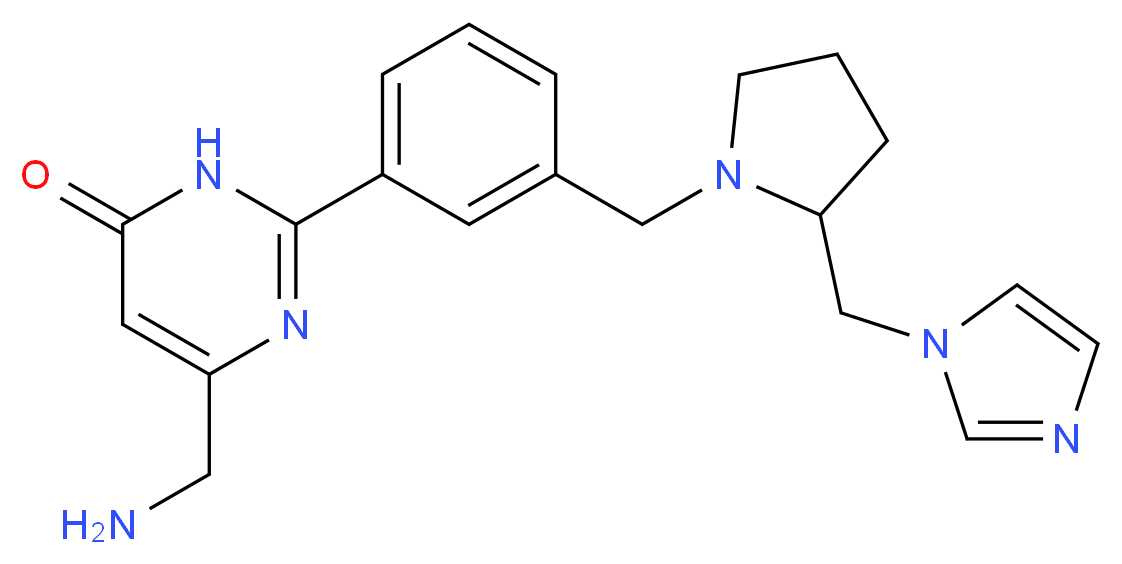 6-(aminomethyl)-2-(3-{[2-(1H-imidazol-1-ylmethyl)pyrrolidin-1-yl]methyl}phenyl)pyrimidin-4(3H)-one_Molecular_structure_CAS_)