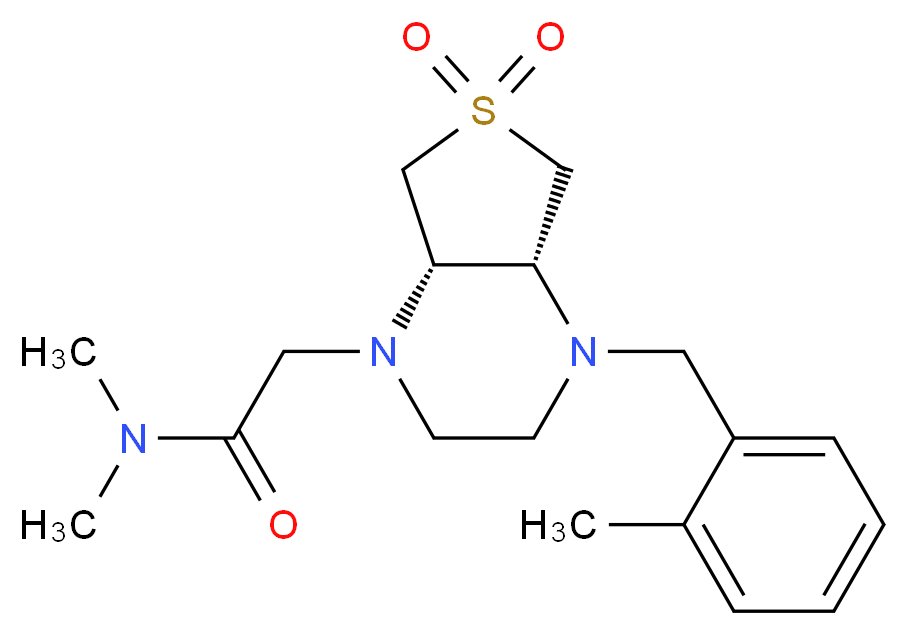 N,N-dimethyl-2-[(4aR*,7aS*)-4-(2-methylbenzyl)-6,6-dioxidohexahydrothieno[3,4-b]pyrazin-1(2H)-yl]acetamide_Molecular_structure_CAS_)