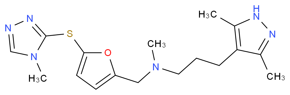 3-(3,5-dimethyl-1H-pyrazol-4-yl)-N-methyl-N-({5-[(4-methyl-4H-1,2,4-triazol-3-yl)thio]-2-furyl}methyl)propan-1-amine_Molecular_structure_CAS_)
