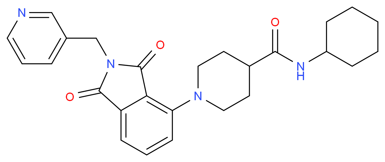 N-cyclohexyl-1-[1,3-dioxo-2-(3-pyridinylmethyl)-2,3-dihydro-1H-isoindol-4-yl]-4-piperidinecarboxamide_Molecular_structure_CAS_)