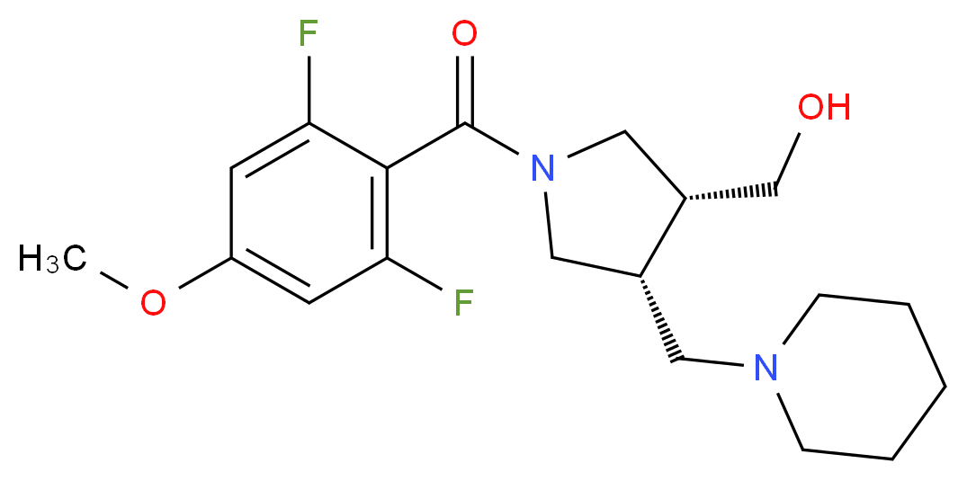 [(3R*,4R*)-1-(2,6-difluoro-4-methoxybenzoyl)-4-(piperidin-1-ylmethyl)pyrrolidin-3-yl]methanol_Molecular_structure_CAS_)
