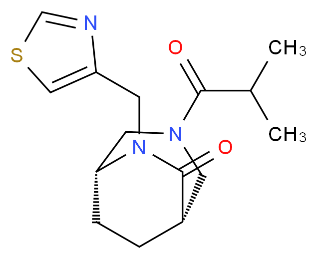 (1S*,5R*)-3-isobutyryl-6-(1,3-thiazol-4-ylmethyl)-3,6-diazabicyclo[3.2.2]nonan-7-one_Molecular_structure_CAS_)