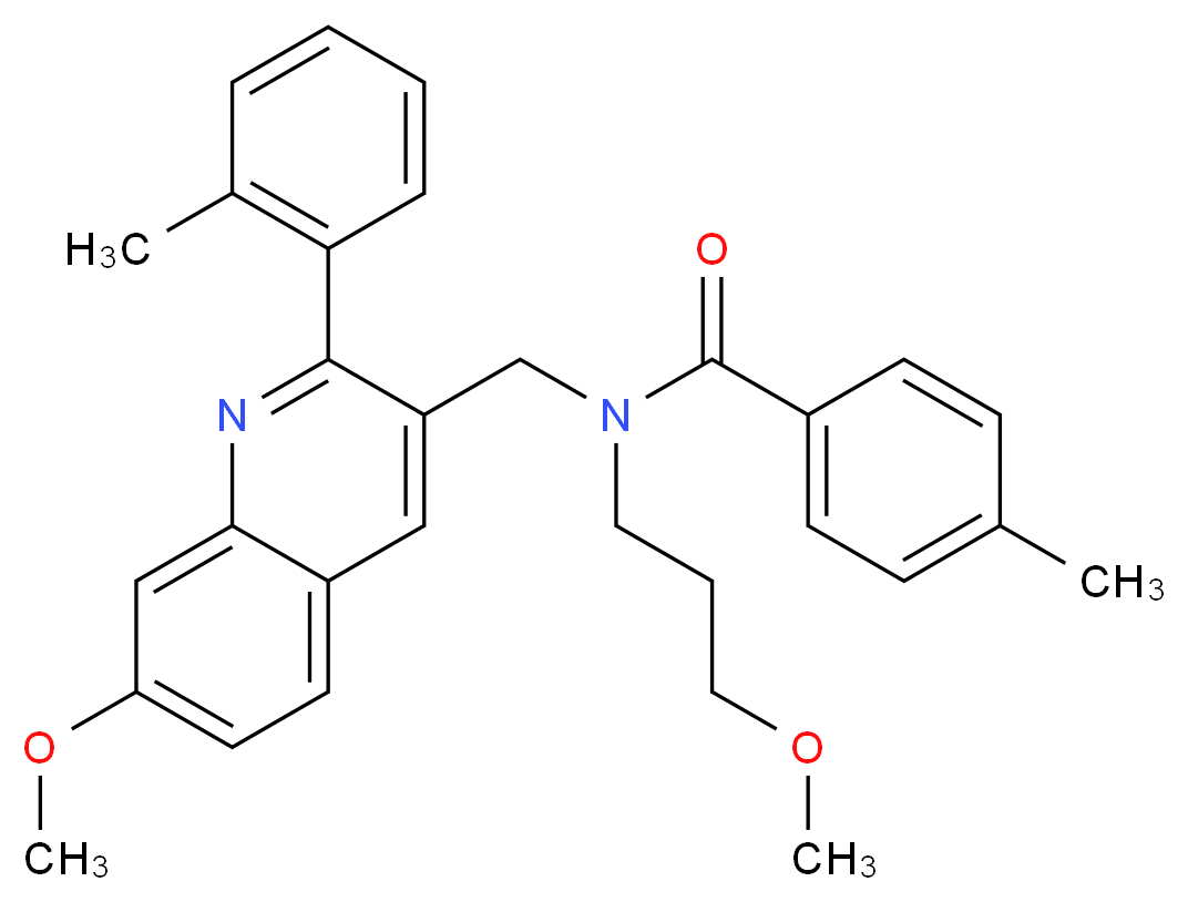 N-{[7-methoxy-2-(2-methylphenyl)-3-quinolinyl]methyl}-N-(3-methoxypropyl)-4-methylbenzamide_Molecular_structure_CAS_)