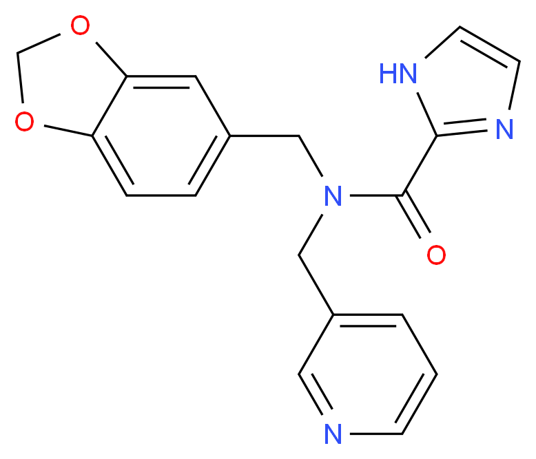 N-(1,3-benzodioxol-5-ylmethyl)-N-(pyridin-3-ylmethyl)-1H-imidazole-2-carboxamide_Molecular_structure_CAS_)