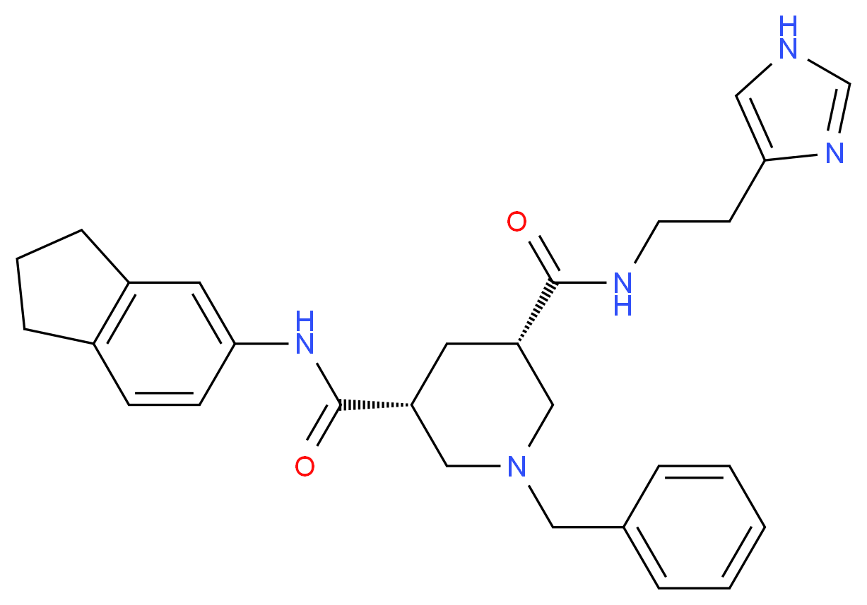 (3R,5S)-1-benzyl-N-(2,3-dihydro-1H-inden-5-yl)-N'-[2-(1H-imidazol-4-yl)ethyl]-3,5-piperidinedicarboxamide_Molecular_structure_CAS_)
