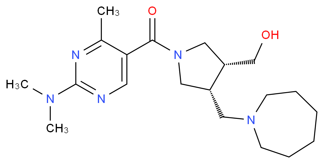 ((3R*,4R*)-4-(azepan-1-ylmethyl)-1-{[2-(dimethylamino)-4-methylpyrimidin-5-yl]carbonyl}pyrrolidin-3-yl)methanol_Molecular_structure_CAS_)