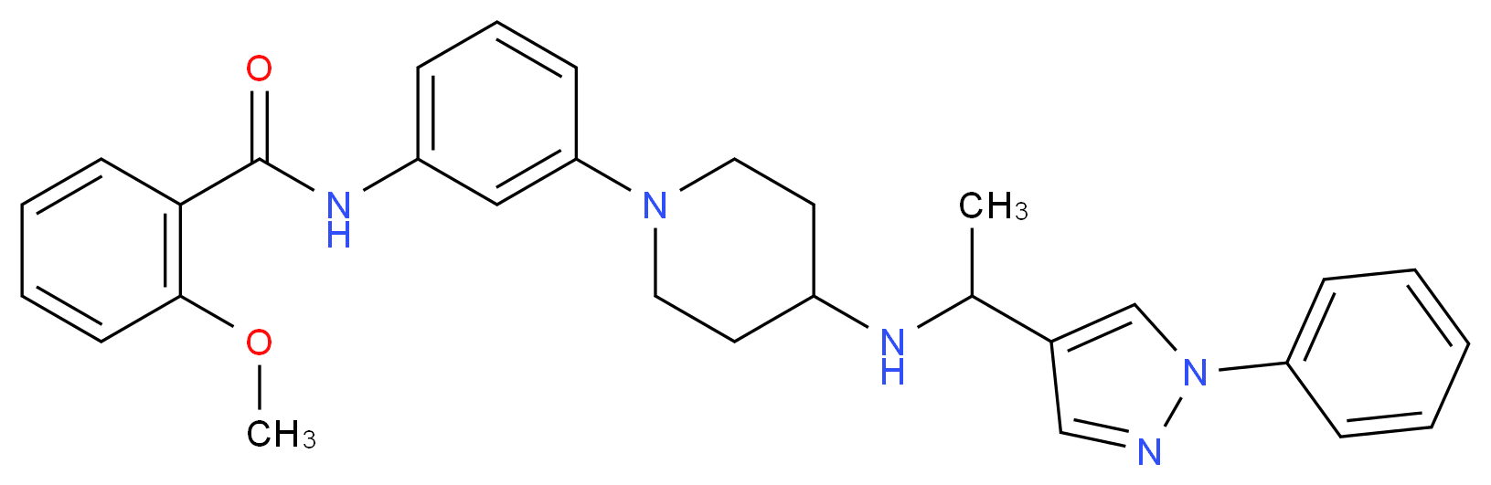 2-methoxy-N-[3-(4-{[1-(1-phenyl-1H-pyrazol-4-yl)ethyl]amino}-1-piperidinyl)phenyl]benzamide_Molecular_structure_CAS_)