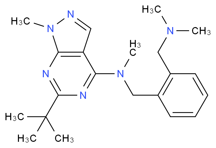 6-tert-butyl-N-{2-[(dimethylamino)methyl]benzyl}-N,1-dimethyl-1H-pyrazolo[3,4-d]pyrimidin-4-amine_Molecular_structure_CAS_)