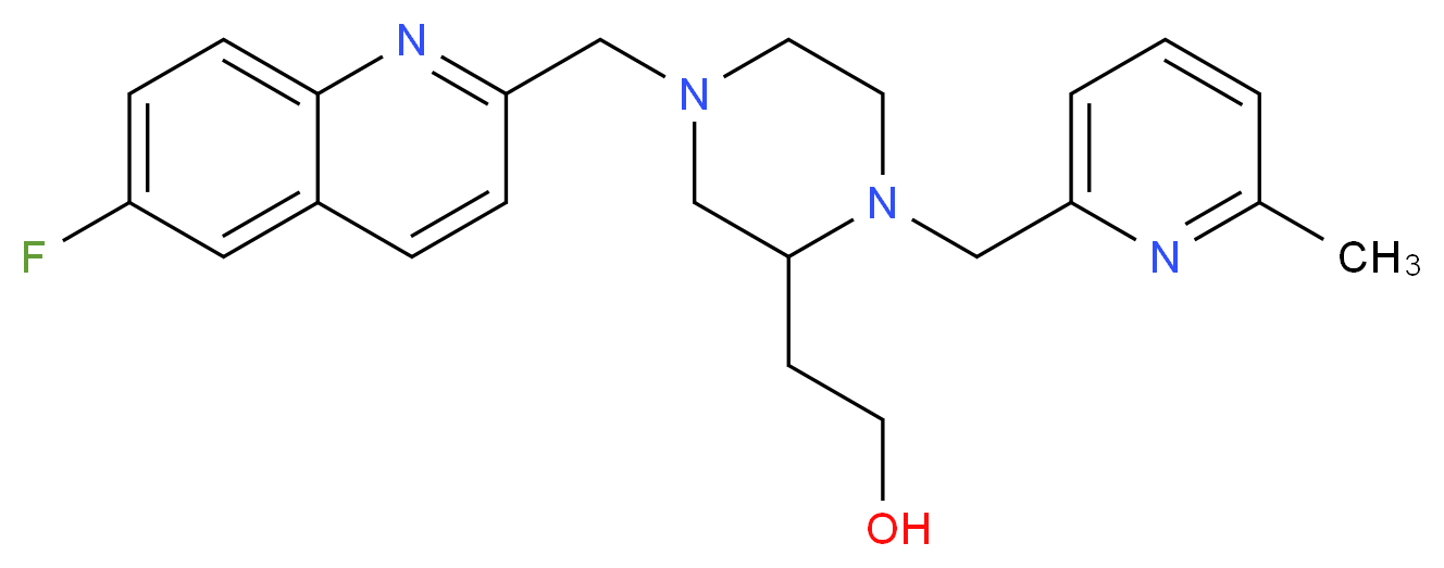 2-{4-[(6-fluoro-2-quinolinyl)methyl]-1-[(6-methyl-2-pyridinyl)methyl]-2-piperazinyl}ethanol_Molecular_structure_CAS_)