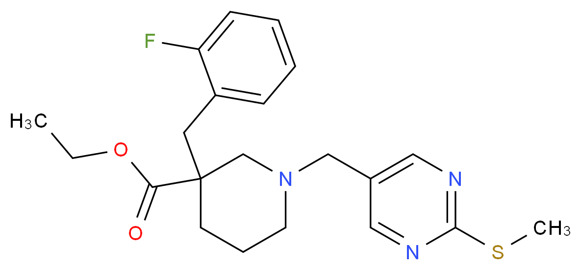 ethyl 3-(2-fluorobenzyl)-1-{[2-(methylthio)-5-pyrimidinyl]methyl}-3-piperidinecarboxylate_Molecular_structure_CAS_)