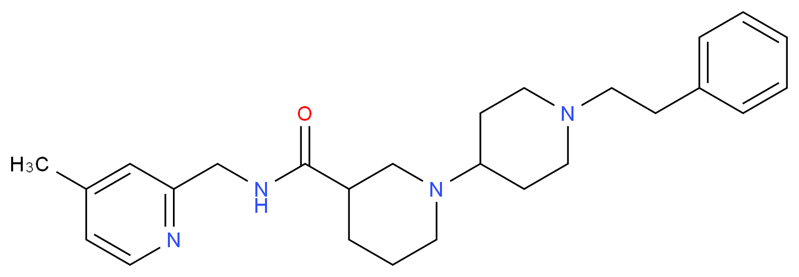 N-[(4-methylpyridin-2-yl)methyl]-1'-(2-phenylethyl)-1,4'-bipiperidine-3-carboxamide_Molecular_structure_CAS_)