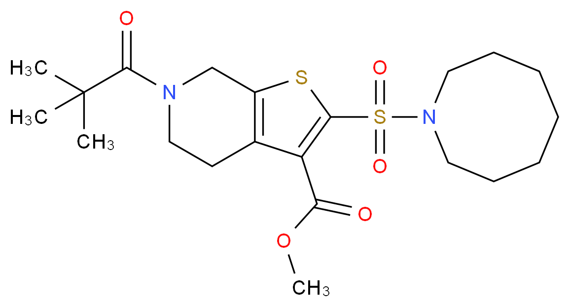 methyl 2-(1-azocanylsulfonyl)-6-(2,2-dimethylpropanoyl)-4,5,6,7-tetrahydrothieno[2,3-c]pyridine-3-carboxylate_Molecular_structure_CAS_)