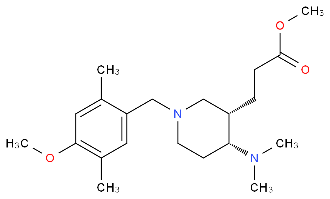 methyl 3-[(3S*,4R*)-4-(dimethylamino)-1-(4-methoxy-2,5-dimethylbenzyl)-3-piperidinyl]propanoate_Molecular_structure_CAS_)