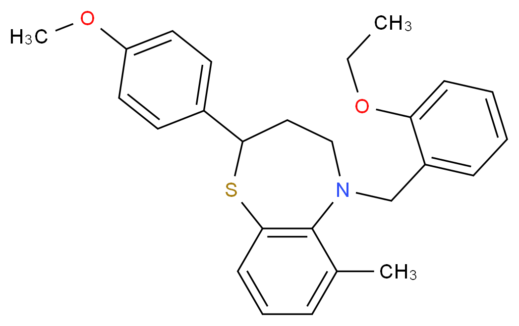 5-(2-ethoxybenzyl)-2-(4-methoxyphenyl)-6-methyl-2,3,4,5-tetrahydro-1,5-benzothiazepine_Molecular_structure_CAS_)