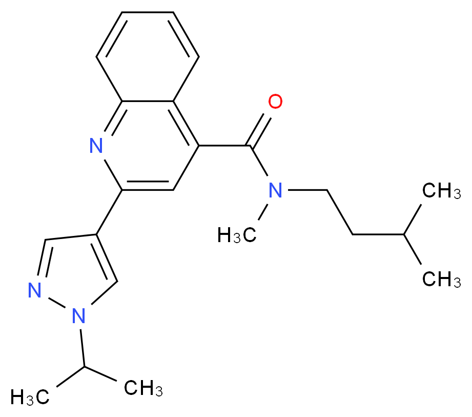 2-(1-isopropyl-1H-pyrazol-4-yl)-N-methyl-N-(3-methylbutyl)quinoline-4-carboxamide_Molecular_structure_CAS_)