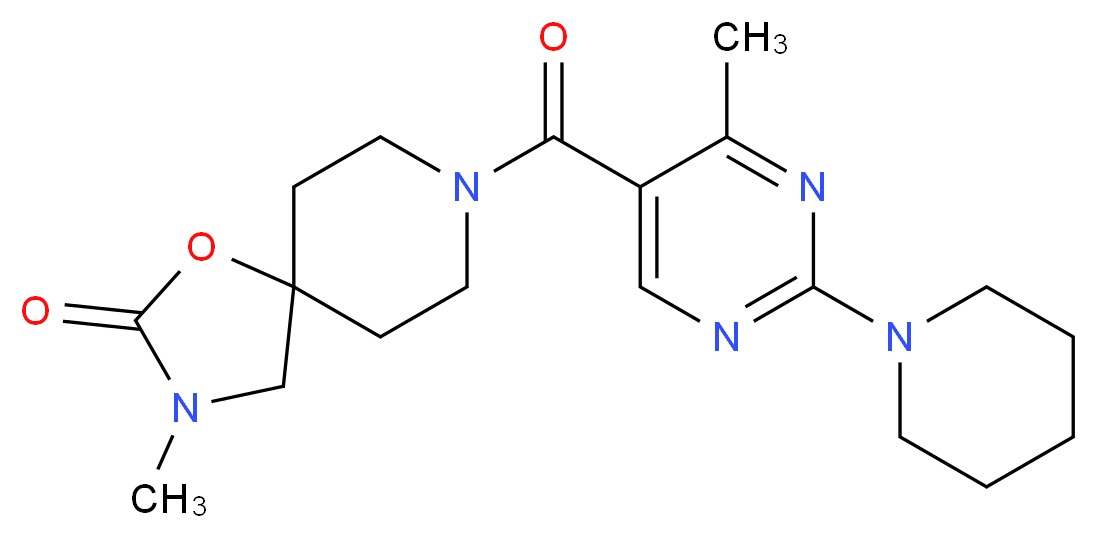 3-methyl-8-[(4-methyl-2-piperidin-1-ylpyrimidin-5-yl)carbonyl]-1-oxa-3,8-diazaspiro[4.5]decan-2-one_Molecular_structure_CAS_)