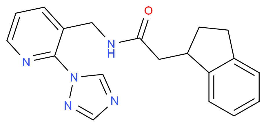 2-(2,3-dihydro-1H-inden-1-yl)-N-{[2-(1H-1,2,4-triazol-1-yl)pyridin-3-yl]methyl}acetamide_Molecular_structure_CAS_)
