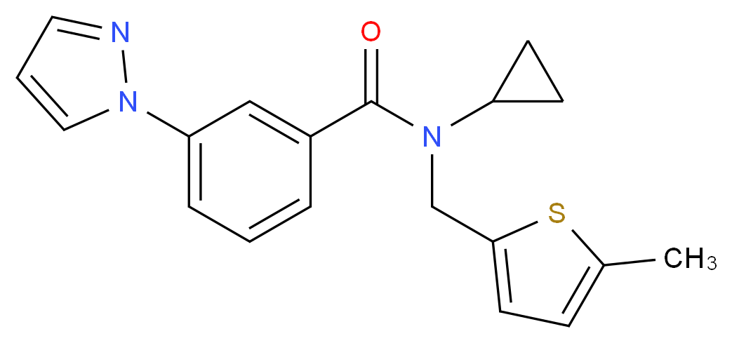 N-cyclopropyl-N-[(5-methyl-2-thienyl)methyl]-3-(1H-pyrazol-1-yl)benzamide_Molecular_structure_CAS_)