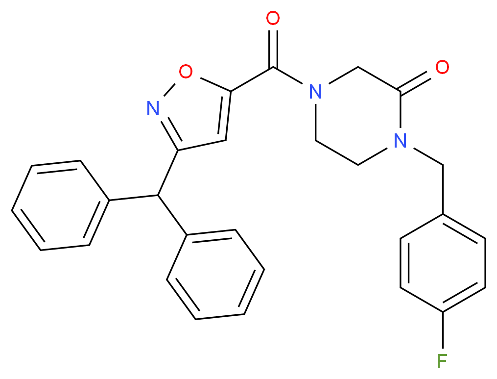 4-{[3-(diphenylmethyl)-5-isoxazolyl]carbonyl}-1-(4-fluorobenzyl)-2-piperazinone_Molecular_structure_CAS_)