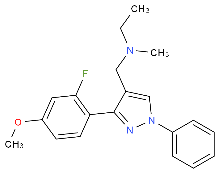 N-{[3-(2-fluoro-4-methoxyphenyl)-1-phenyl-1H-pyrazol-4-yl]methyl}-N-methylethanamine_Molecular_structure_CAS_)