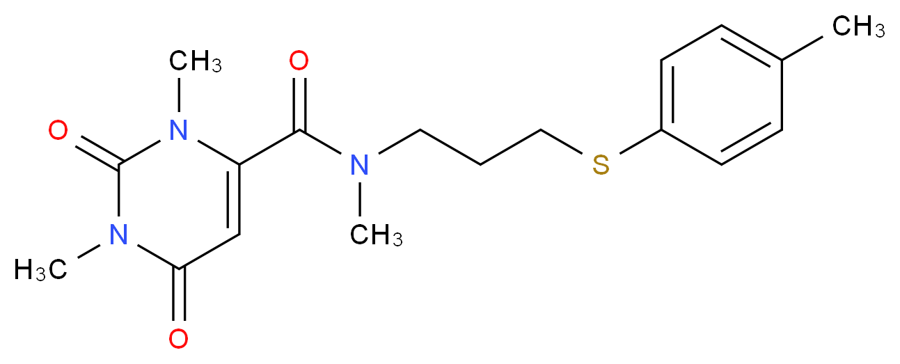 N,1,3-trimethyl-N-{3-[(4-methylphenyl)thio]propyl}-2,6-dioxo-1,2,3,6-tetrahydropyrimidine-4-carboxamide_Molecular_structure_CAS_)