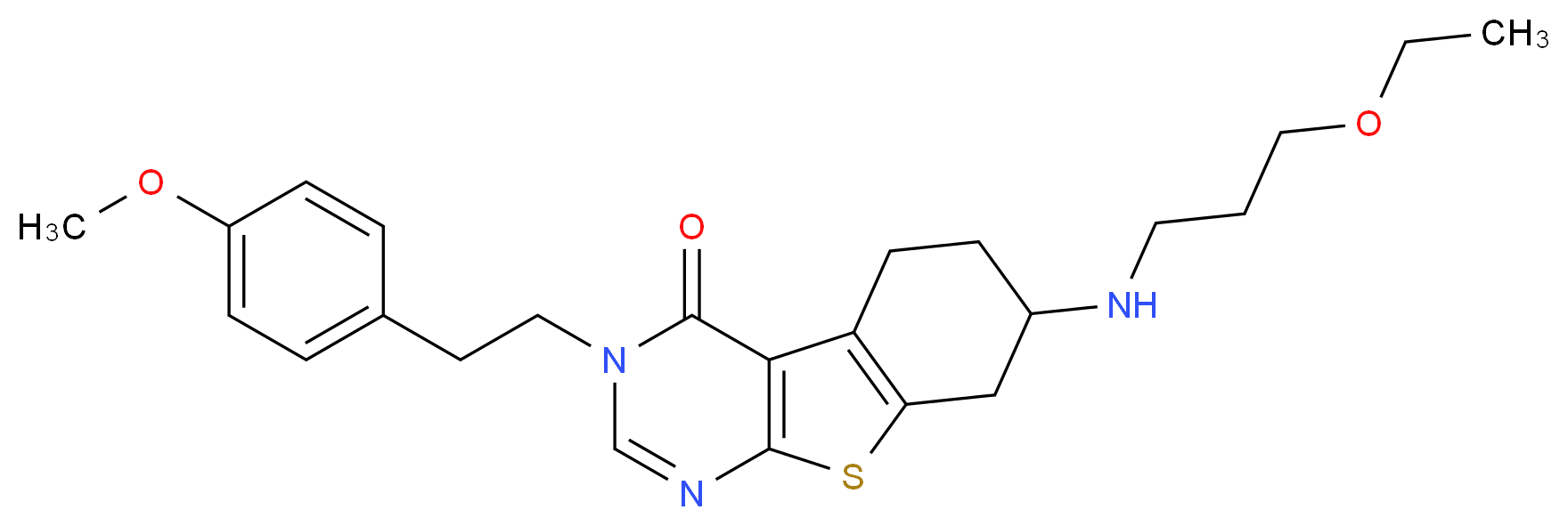 7-[(3-ethoxypropyl)amino]-3-[2-(4-methoxyphenyl)ethyl]-5,6,7,8-tetrahydro[1]benzothieno[2,3-d]pyrimidin-4(3H)-one_Molecular_structure_CAS_)