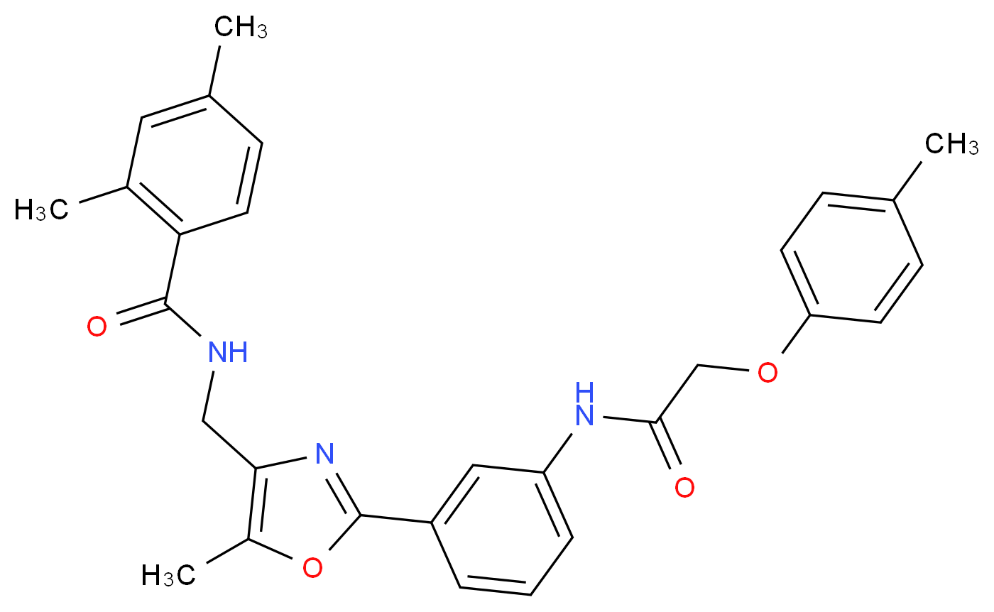 2,4-dimethyl-N-{[5-methyl-2-(3-{[(4-methylphenoxy)acetyl]amino}phenyl)-1,3-oxazol-4-yl]methyl}benzamide_Molecular_structure_CAS_)