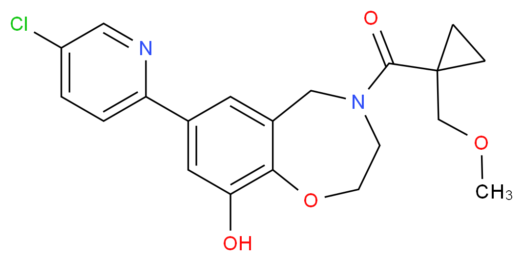 7-(5-chloropyridin-2-yl)-4-{[1-(methoxymethyl)cyclopropyl]carbonyl}-2,3,4,5-tetrahydro-1,4-benzoxazepin-9-ol_Molecular_structure_CAS_)