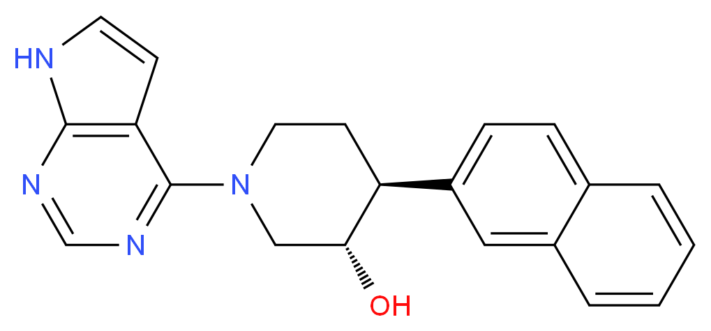 (3S*,4S*)-4-(2-naphthyl)-1-(7H-pyrrolo[2,3-d]pyrimidin-4-yl)piperidin-3-ol_Molecular_structure_CAS_)
