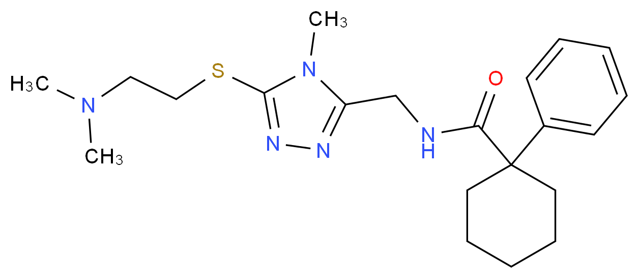 N-[(5-{[2-(dimethylamino)ethyl]thio}-4-methyl-4H-1,2,4-triazol-3-yl)methyl]-1-phenylcyclohexanecarboxamide_Molecular_structure_CAS_)