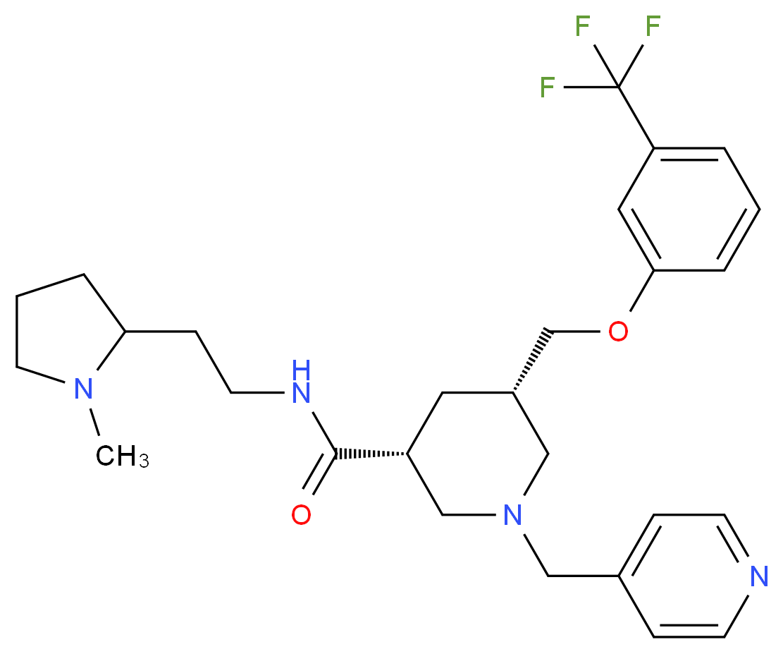 (3R,5S)-N-[2-(1-methyl-2-pyrrolidinyl)ethyl]-1-(4-pyridinylmethyl)-5-{[3-(trifluoromethyl)phenoxy]methyl}-3-piperidinecarboxamide_Molecular_structure_CAS_)