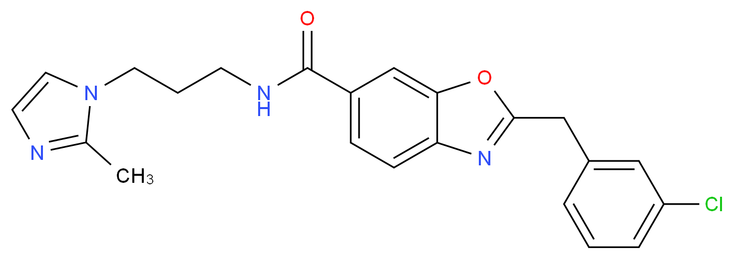 2-(3-chlorobenzyl)-N-[3-(2-methyl-1H-imidazol-1-yl)propyl]-1,3-benzoxazole-6-carboxamide_Molecular_structure_CAS_)