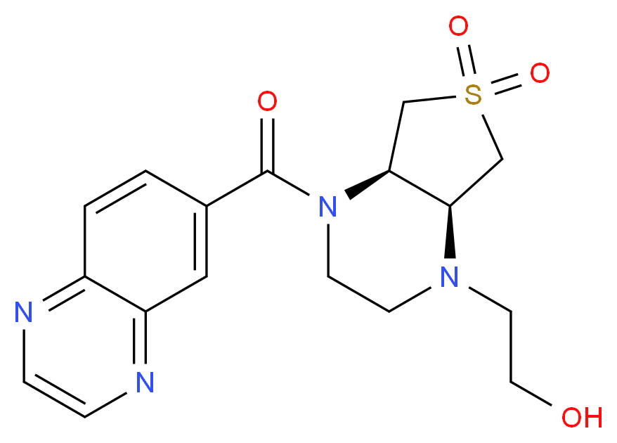2-[(4aR*,7aS*)-6,6-dioxido-4-(quinoxalin-6-ylcarbonyl)hexahydrothieno[3,4-b]pyrazin-1(2H)-yl]ethanol_Molecular_structure_CAS_)