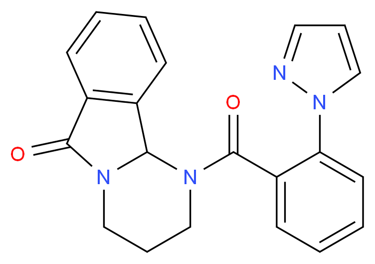 1-[2-(1H-pyrazol-1-yl)benzoyl]-1,3,4,10b-tetrahydropyrimido[2,1-a]isoindol-6(2H)-one_Molecular_structure_CAS_)