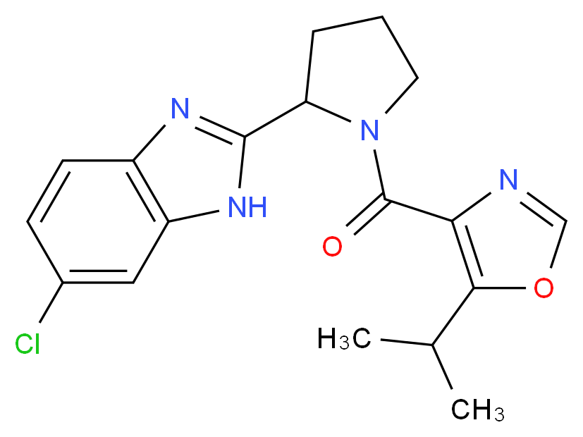 6-chloro-2-{1-[(5-isopropyl-1,3-oxazol-4-yl)carbonyl]pyrrolidin-2-yl}-1H-benzimidazole_Molecular_structure_CAS_)