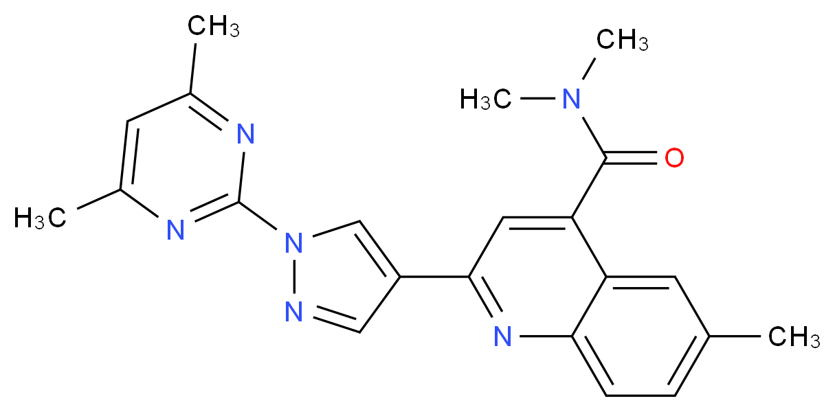 2-[1-(4,6-dimethylpyrimidin-2-yl)-1H-pyrazol-4-yl]-N,N,6-trimethylquinoline-4-carboxamide_Molecular_structure_CAS_)