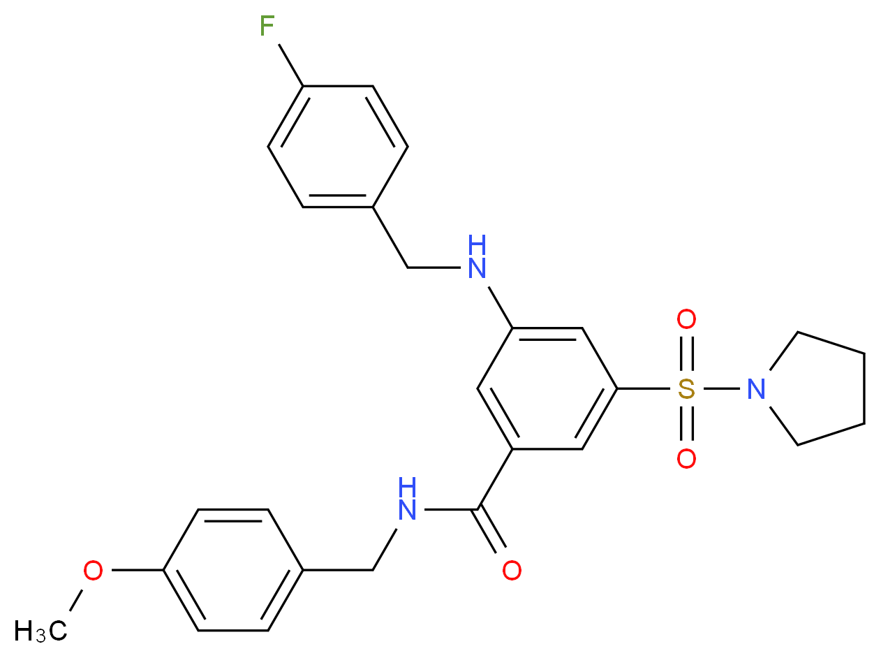 3-[(4-fluorobenzyl)amino]-N-(4-methoxybenzyl)-5-(1-pyrrolidinylsulfonyl)benzamide_Molecular_structure_CAS_)