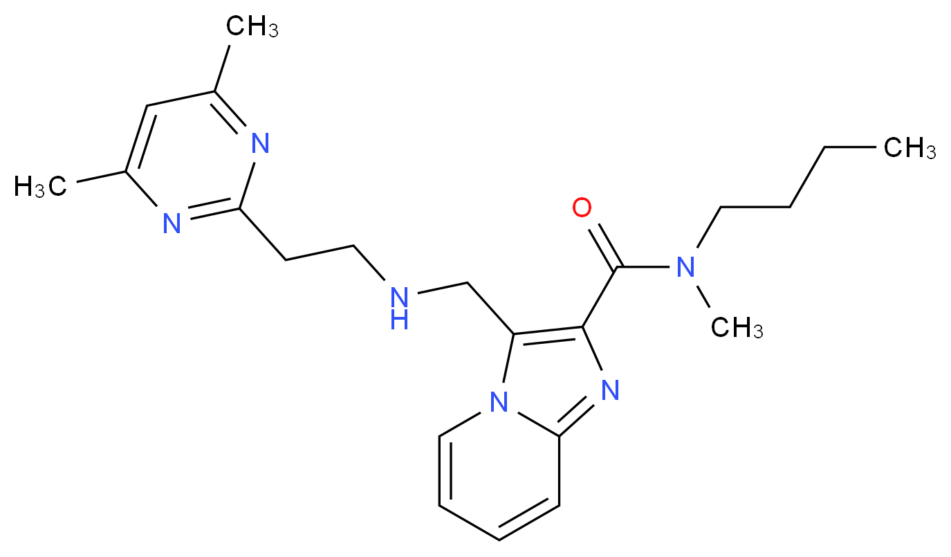 N-butyl-3-({[2-(4,6-dimethyl-2-pyrimidinyl)ethyl]amino}methyl)-N-methylimidazo[1,2-a]pyridine-2-carboxamide_Molecular_structure_CAS_)