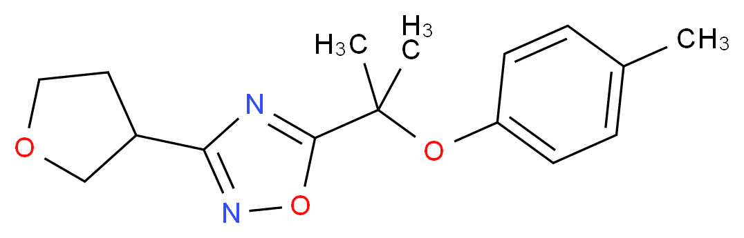 5-[1-methyl-1-(4-methylphenoxy)ethyl]-3-(tetrahydrofuran-3-yl)-1,2,4-oxadiazole_Molecular_structure_CAS_)