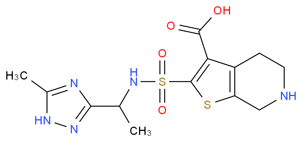 2-({[1-(5-methyl-1H-1,2,4-triazol-3-yl)ethyl]amino}sulfonyl)-4,5,6,7-tetrahydrothieno[2,3-c]pyridine-3-carboxylic acid_Molecular_structure_CAS_)