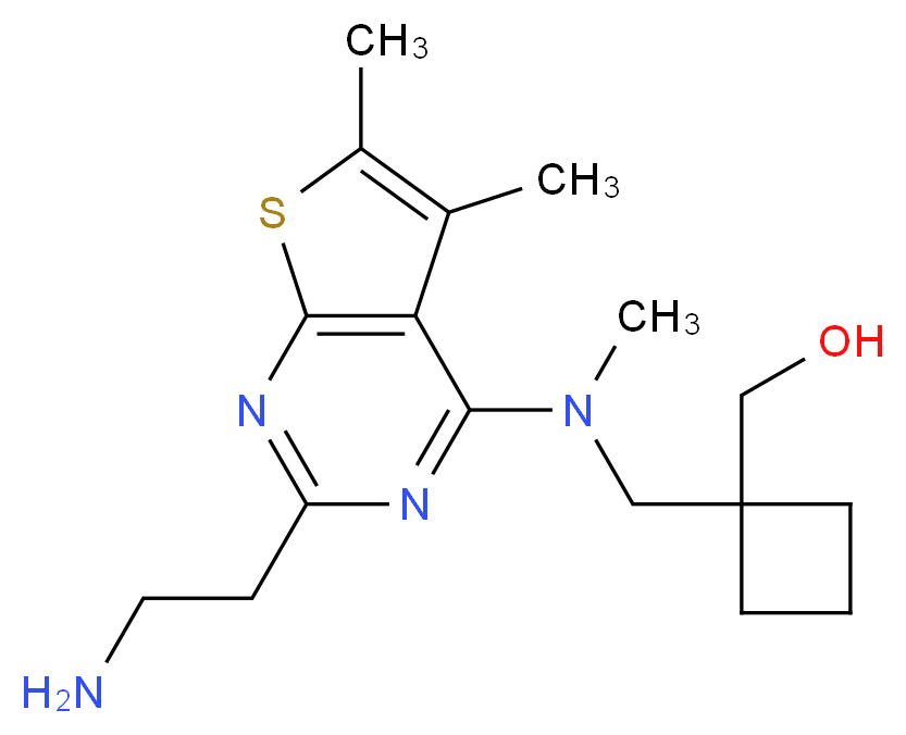 (1-{[[2-(2-aminoethyl)-5,6-dimethylthieno[2,3-d]pyrimidin-4-yl](methyl)amino]methyl}cyclobutyl)methanol_Molecular_structure_CAS_)