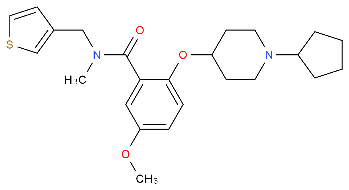 2-[(1-cyclopentyl-4-piperidinyl)oxy]-5-methoxy-N-methyl-N-(3-thienylmethyl)benzamide_Molecular_structure_CAS_)