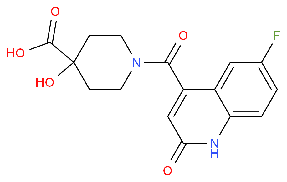 1-[(6-fluoro-2-oxo-1,2-dihydroquinolin-4-yl)carbonyl]-4-hydroxypiperidine-4-carboxylic acid_Molecular_structure_CAS_)