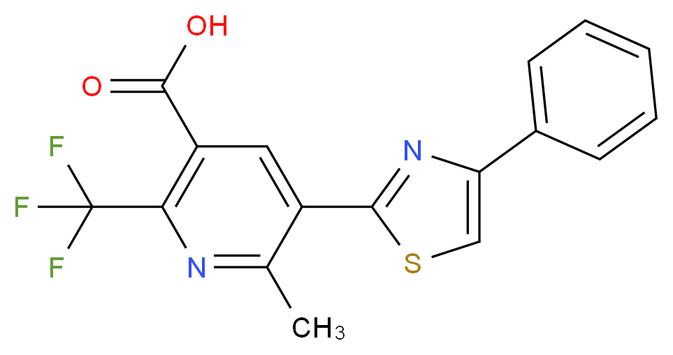 6-methyl-5-(4-phenyl-1,3-thiazol-2-yl)-2-(trifluoromethyl)nicotinic acid_Molecular_structure_CAS_651004-85-2)