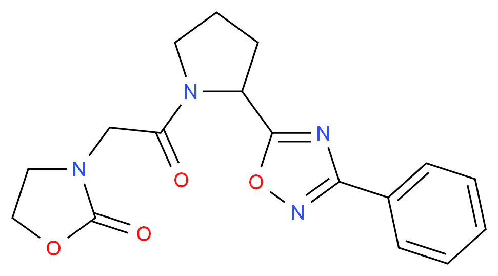 3-{2-oxo-2-[2-(3-phenyl-1,2,4-oxadiazol-5-yl)-1-pyrrolidinyl]ethyl}-1,3-oxazolidin-2-one_Molecular_structure_CAS_)